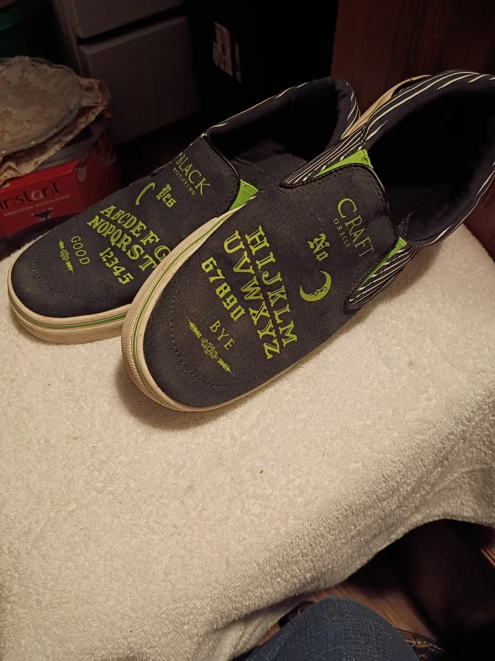 Craft Black Slip-On Sneakers with Neon Green Lettering